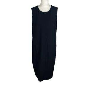 Eileen Fisher Stretch Jersey Black Dress Sleeveless Round Neck Size Large